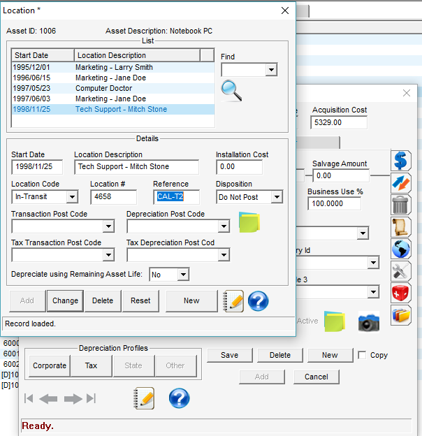 screenshot of WorthIT Fixed Assets